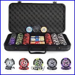 Poker Chip Set with Denominations, 300 PCS 14 Gram Clay Composite Casino
