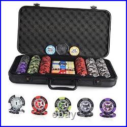 Poker Chip Set with Denominations, 300 PCS 14 Gram Clay Composite Casino