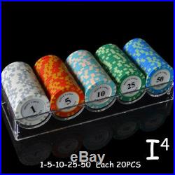 Poker Game Chips Casino Coin Set 100/200 Pcs Currency Clay Texas Acrylic Boxes