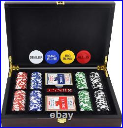 Poker Set 200PCS 14 Gram Casino Clay Chips, Two Decks & 5 Poker Dice, 4 Buttons