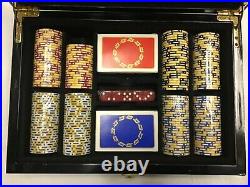 Poker Set in Wooden Case Missing 6 red & yellow chips