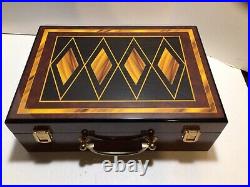 Poker set with Beautiful Case 595 Clay Poker Chips, Aristocrat Cards HEAVY
