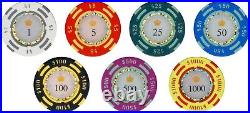Premium 13.5 Gram Clay Poker Chips Set 500-Piece Casino Set with New Case