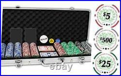 Professional Casino Del Sol Poker Chips Set with Case (Set of 500), 11.5gm