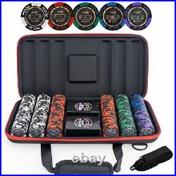 Pure Bluff Poker Chips Set with Case 300 Clay Poker Chips with 2 Card Decks