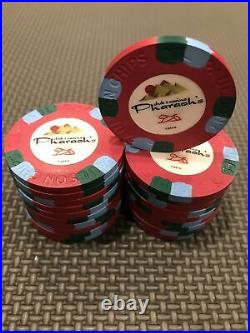 RARE 20 Brand NEW NCV RED Paulson Pharaoh's Club and Casino Poker Clay Chips