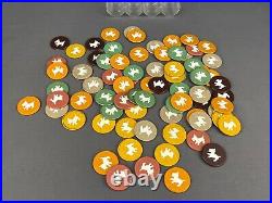 RARE Lot of 76 Clay Poker Chips with White Inlaid Scottish Terrier Scottie (A)