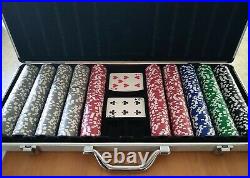Rare 600+ Clay Benjamin Franklin Poker Chips/ Poker Set in Aluminum Case Used