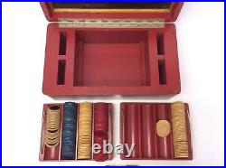 Red Lacquer Box Clay Poker Chips Chinese Box Container Cards Stop Monkeying CFB