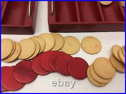 Red Lacquer Box Clay Poker Chips Chinese Box Container Cards Stop Monkeying CFB