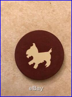 Red Scotty Dog VERY RARE Early 1900s Clay Poker Chip Scottish