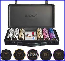 SLOWPLAY Nash 14 Gram Clay Poker Chips Set for Texas Hold'Em, 300 PCS/500PCS, Bl