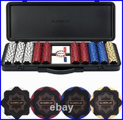 SLOWPLAY Nash 14 Gram Clay Poker Chips Set for Texas Hold'em, 300 PCS/500PCS, B