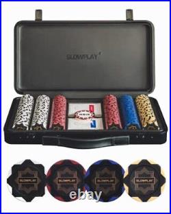 SLOWPLAY Nash 14g Clay Poker Chips Set for Texas Hold'em 300 PCS Blank Chips