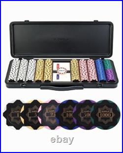 SLOWPLAY Nash 14g Clay Poker Chips Set for Texas Hold'em, 500 PCS with Numbe