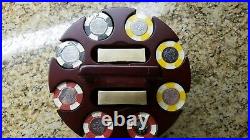Tommy Bahama Limited Edition Leather Poker Set with200 Clay & Engraved Metal Chips