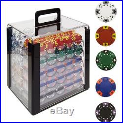 Trademark Poker 1000 14 Gram Tri-Color Ace/King Clay Poker Chips with Acrylic Ca
