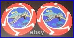 Turtle Poker Chips, 14g Ceramic Black, Yellow, Green, White, Red (1983 Total Ct)