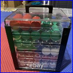 Used 1000 Ultimate Poker Chips Set with Acrylic Case