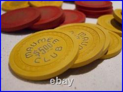 VINTAGE 700 700 Clay poker chips ILLEGAL MAUMEE CLUB WAYNE CLUB OHIO