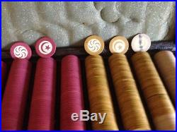 VINTAGE CLAY POKER CHIPS. 395 mix of Star/crescent moon and pinwheel markings