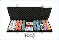 Versa Games Crown Casino Clay Poker Chips Aluminum 500 Pieces Carry Case 13.5G
