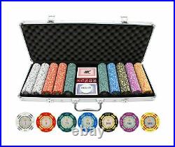 Versa Games Crown Casino Clay Poker Chips Aluminum 500 Pieces Carry Case 13.5G