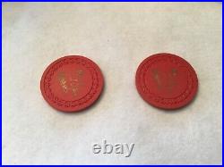 Vintage 100 Clay poker chips Red Rooster Roman Border Weave original box