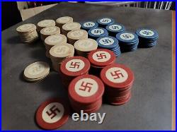 Vintage 1930's Clay Swastika Poker Chips