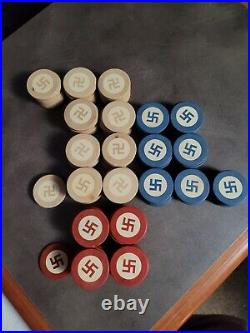 Vintage 1930's Clay Swastika Poker Chips