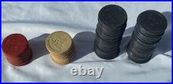 Vintage 1940s Clay-Embedded Poker Chips Stop Monkeying Theme, Others