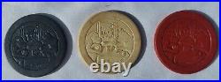 Vintage 1940s Clay-Embedded Poker Chips Stop Monkeying Theme, Others