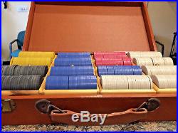 Vintage 1950's Clay Poker Chip Set 5 Denominations 400 AV in Original Case