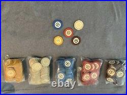 Vintage 238 Clay Poker Chips with the letter S on them
