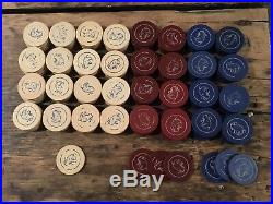 Vintage 264 Clay Poker Chips Set Carrier Dog Spirit Of St Louis Red White Blue