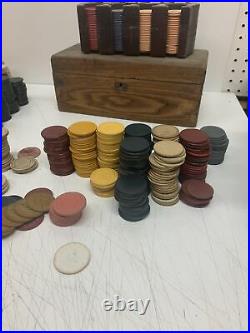 Vintage American Legion Clay Poker Chips Lot Of Over 1500 Chips Racks Box Cards