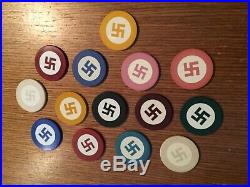 Vintage American Native Clay NOT SWASTIKA Poker Chips PLS READ LETTER FROM EBAY