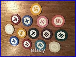 Vintage American Native Clay Poker Chips 14 DIFF. CHIPS HV NEVER BEEN UP BEFORE