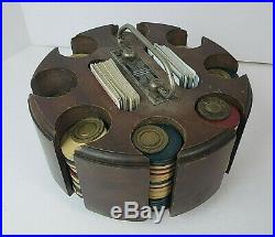 Vintage Antique Clay Poker Chips Wooden Caddy Set 200+ Chips 1920's 30's