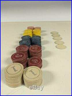 Vintage Antique Engraved Clay Poker Chips Numeric Design 1880's WILD WEST