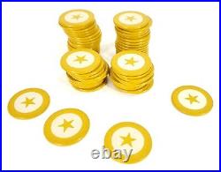 Vintage Antique Lot Of 54 Star on Both Side Clay Poker Chips Yellow & White