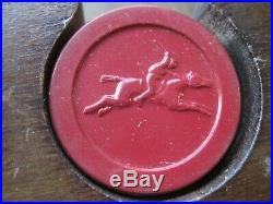 Vintage Clay Horse Racing Poker Chip round caddy rottgames ny 280 chips