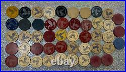 Vintage Clay Poker Chip Impressed ROOSTER Lot of 48 OMG