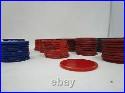 Vintage Clay Poker Chip Lot 278 CHIPS Red Blue Cream White