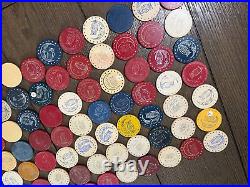 Vintage Clay Poker Chip Owl on Crescent Moon White Impressed Lot of 87 OMG