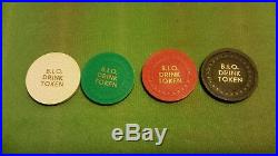 Vintage Clay Poker Chips 511 Pieces Embossed B. I. O. DRINK TOKEN With Case