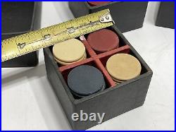 Vintage Clay Poker Chips Bar Room Saloon Theme 4 Player Set With High Bet Chips