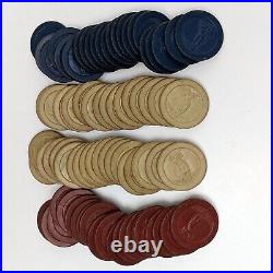 Vintage Clay Poker Chips, Golfer Red White Blue, 84 Pc Lot