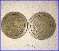 Vintage Clay Poker Chips- Lion Rampant early1900s