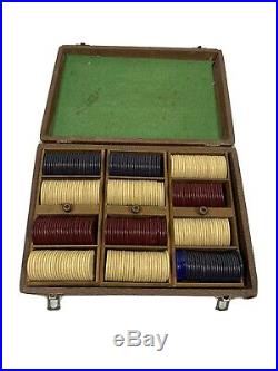 Vintage Clay Poker Chips with Case Rare Set